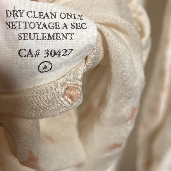 Ella Moss Womens 100% Silk Long Sleeve Blouse XS Stars Ruffle Neck‎ Sheer - Picture 5 of 9